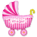 Шар Фольгированный Коляска детская розовая (Ассорти)