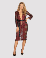 Соблазнительный длинный пеньюар Redessia (Размер: L-XL) (Цвет: черный с красным)