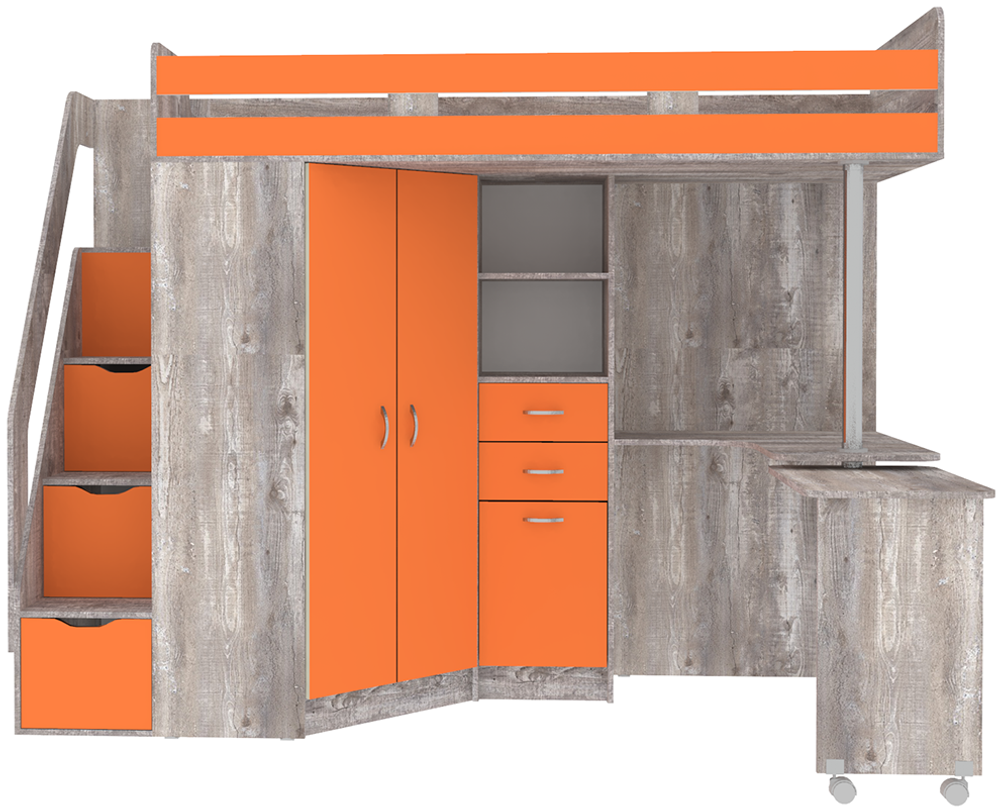 Кровать-чердак КарИВи Мийа Люкс Бетон Оранжевый