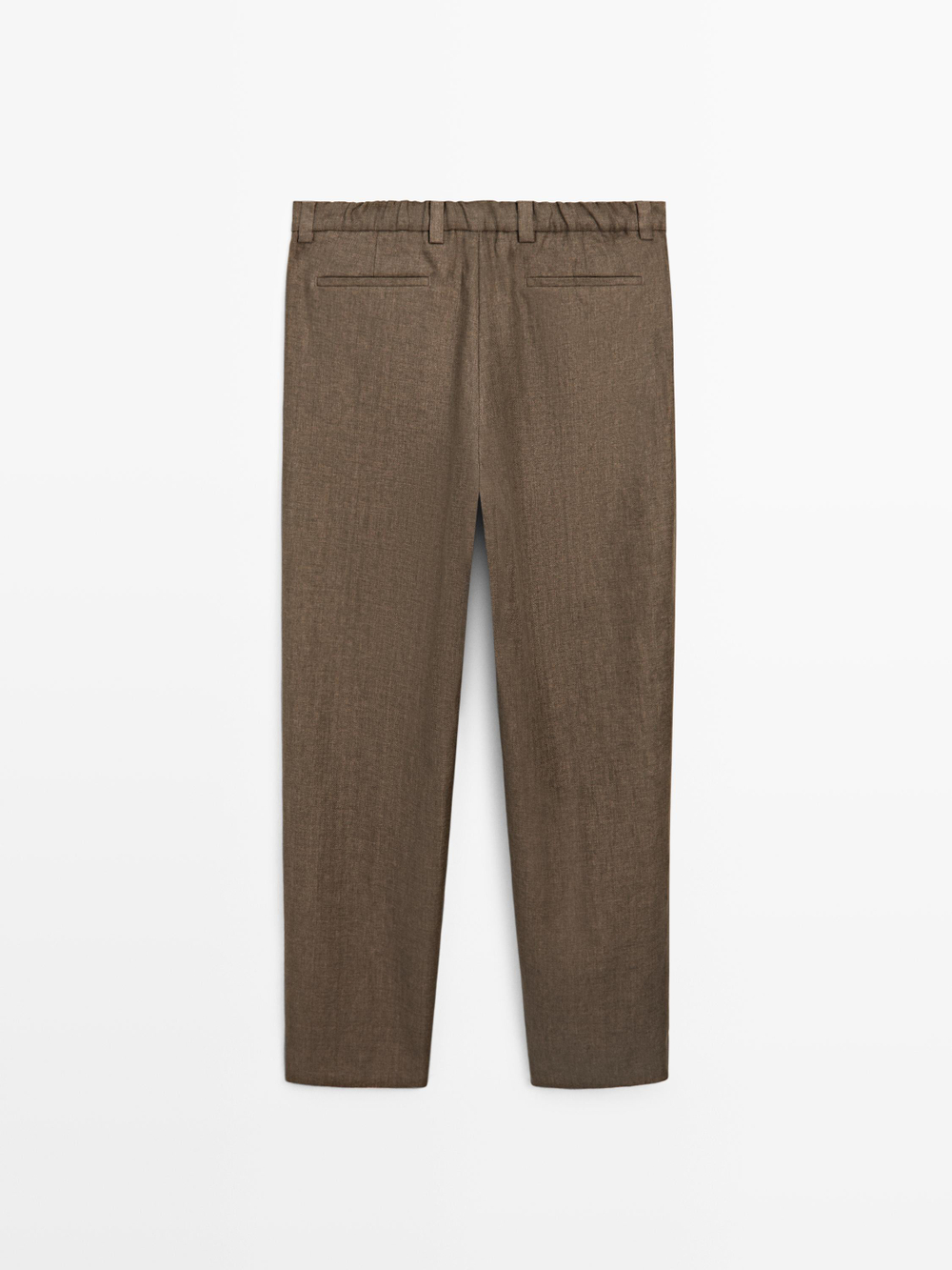 Massimo Dutti Льняные брюки в стиле "Touth Look" с отделкой в ​​елочку, охра