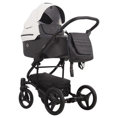 Детская коляска Bebetto Torino 2 в 1 01 серый+белая кожа черная рама