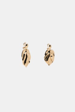 ZARA КРУПНЫЕ МЕТАЛЛИЧЕСКИЕ СЕРЬГИ-ЛИСТЬЯ, ЗОЛОТИСТЫЙ