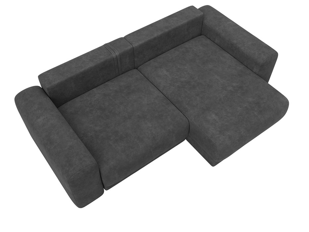 Диван угловой Лига-056 НПБ угол универсальный ВЕЛЮР BRUT 16 темно-серый