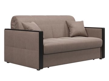 Диван Лион 1,6 - Velutto 22 коричневый/накладка венге