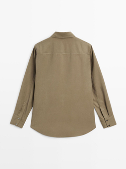 Massimo Dutti Длинная рубашка с карманами, хаки