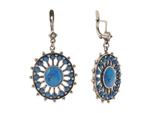 "Гюксель" серьги в серебряном покрытии из коллекции "Турция" от Jenavi  с английским замком