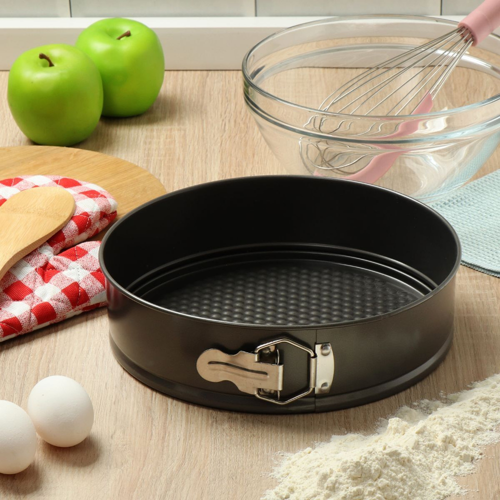 Форма для выпечки сталь, 26х26х6.8 см, антиприг, кругл, разъем, Daniks, K-804