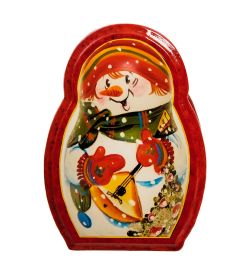 Народные промыслы ШК-11/61-B Шкатулка в технике декупаж «Матрешка-снеговик» (14х10х5)