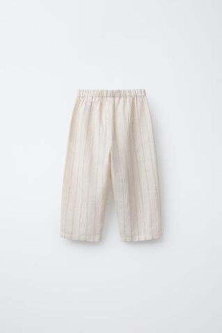 ZARA БРЮКИ ПРЯМОГО КРОЯ В ПОЛОСКУ, ЭКРЮ