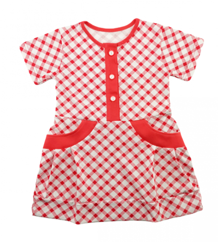 Платье 7040/1 клетка красная