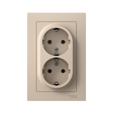 Розетка 2-м. AtlasDesign 16А с заземл. в сборе песочн. SE ATN001224