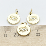 Подвеска Глаз, цвет золото, фианиты, размер 15*13 мм, цена за 1 шт