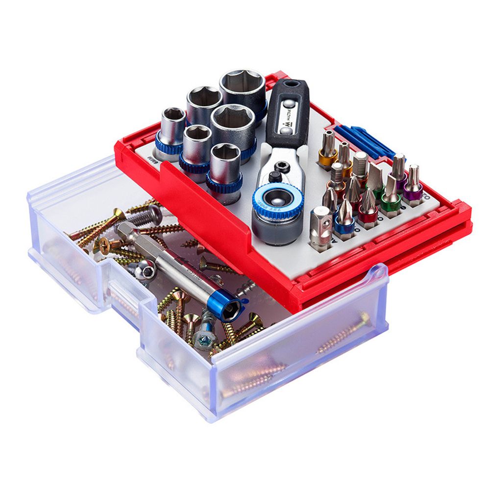 МАСТАК (058-10020C) Набор вставок (бит) 1/4", TORX, HEX, Pozidriv, Phillips, Slotted, 20 предметов