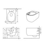 Унитаз подвесной Grossman Thin Rim GR-5605SQ (520х374х355) тонкий ободок,белый с тонкой крышкой,микролифт,смыв торнадо,1 место