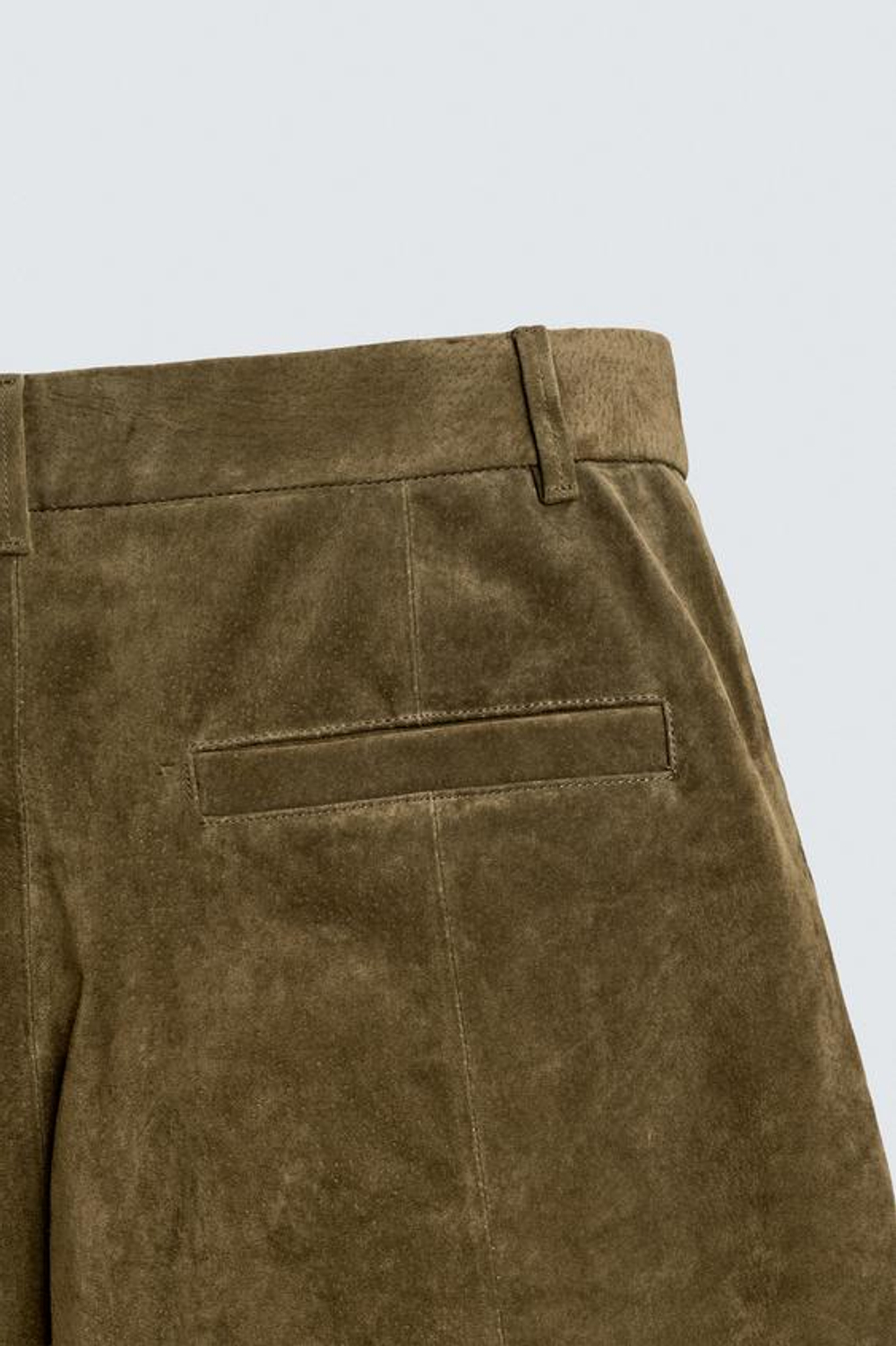 ZARA ШОРТЫ RELAXED FIT ИЗ ЗАМШИ, ХАКИ