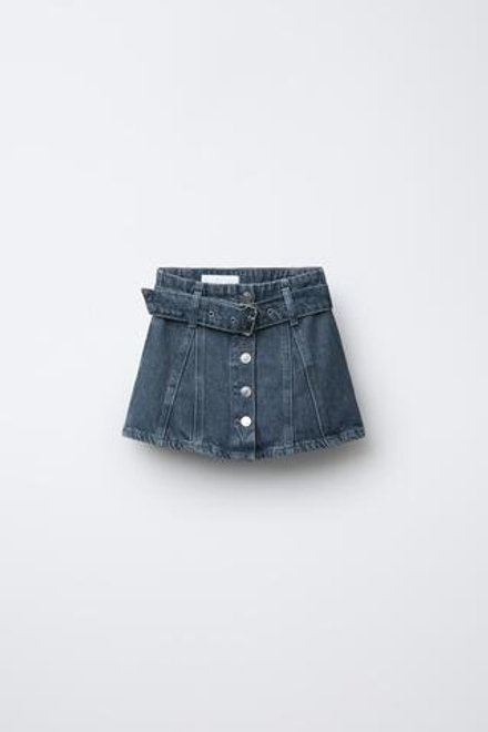 ZARA ДЖИНСОВАЯ ЮБКА С РЕМНЕМ, СИНИЙ