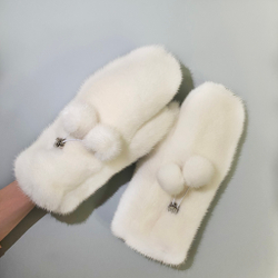 Варежки из меха норки цвет Белый