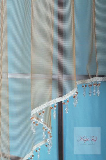 Короткий тюль-арка со стеклярусами. Клайм (коричневый)