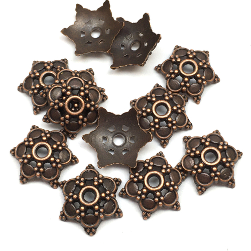 Шапочки для бусин 14х3 мм (10 шт), под медь