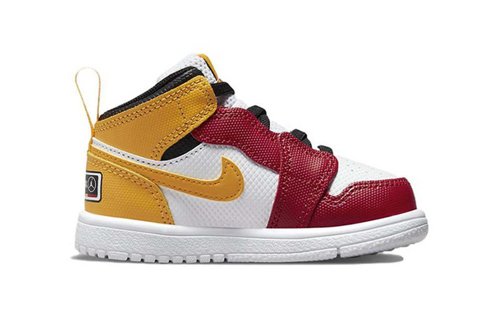 Baby Jordan Air Jordan 1 Mid ALT SE GC retro non-slip wear-resistant lightweight high-top toddler shoes red, white and yellow