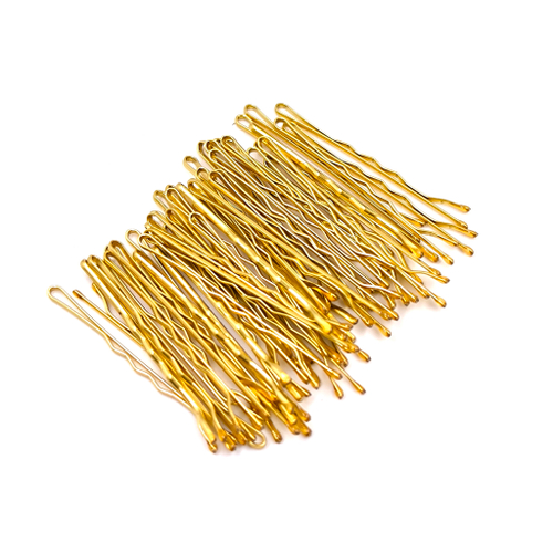 Невидимки волнистые золотые IPARIKMAHER 60 мм 50 шт