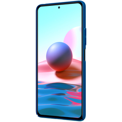 Тонкий жесткий чехол синего цвета (Peacock Blue) от Nillkin для Xiaomi Redmi Note 10 Pro и 10 Pro Max, серия Super Frosted Shield