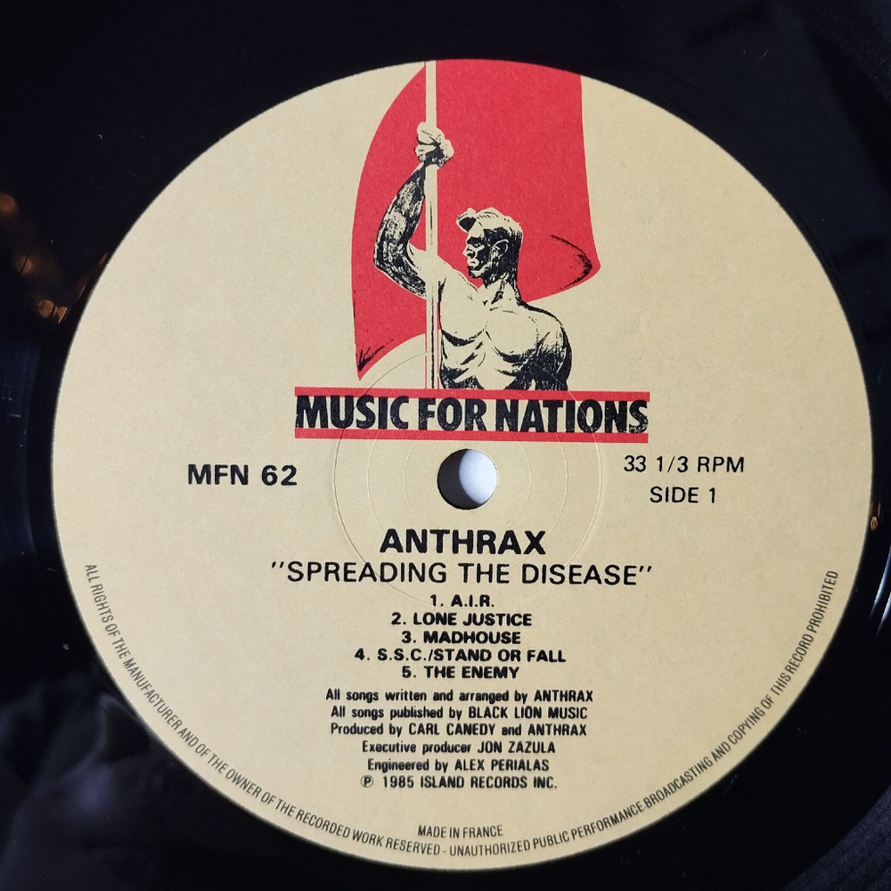 Винтажная виниловая пластинка LP Anthrax Spreading The Disease (France 1985)