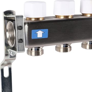 Коллектор Rommer 1"x3/4" на 11 контуров с расходомерами (нерж. сталь) RMS-1200-000011