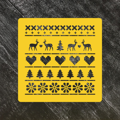 Трафарет новогодний №72 Норвежский узор Олени