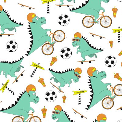 динозавры на велосипеде и скейте