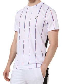 Мужская теннисная футболка Australian Ace T-Shirt With Stripes Print - bianco