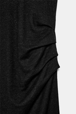 ZARA ПЛАТЬЕ МИДИ СО СБОРКАМИ, ЧЕРНЫЙ