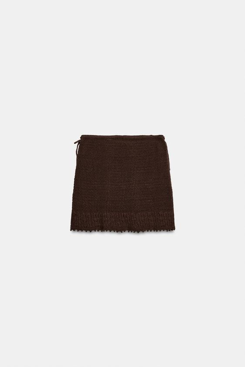 ZARA ТРИКОТАЖНАЯ МИНИ-ЮБКА, КОРИЧНЕВЫЙ