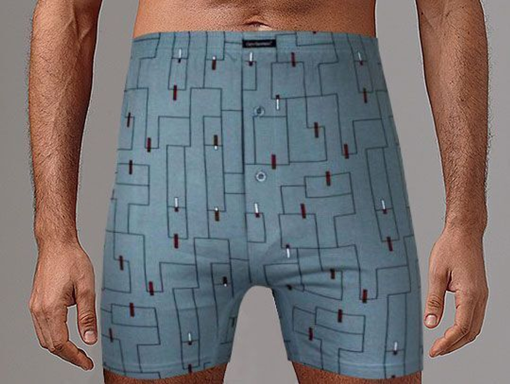 Мужские трусы plus size с принтом в виде лабиринта (Размер: XXXL) (Цвет: бежевый)