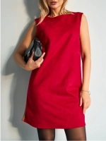 Платье сарафан офисное замшевое А силуэт с лампасами