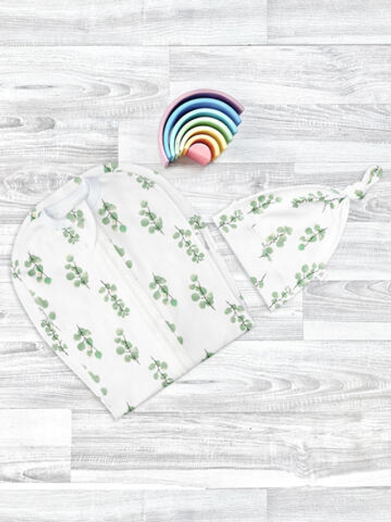 Пеленальный кокон и шапочка Mjölk Эвкалипт