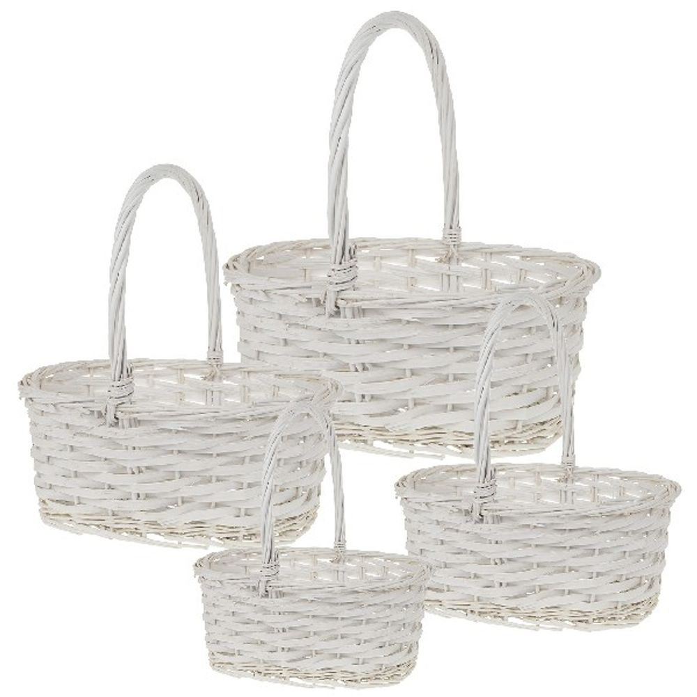 Корзина НАБОР/4шт (ива) 48x38xH20/49см-30x20xH14/32см (Белый)