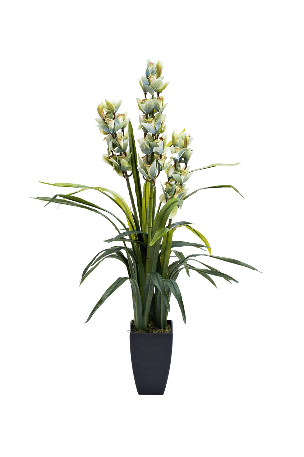 29BJ-911-33 Орхидея CYMBIDIUM белая искусственная в горшке h110 см