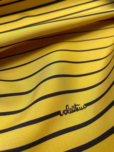 Шелк Valentino горчичный в полоску с лого