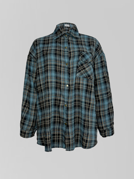 Рубашка Miss Diva 11012 в клеточку на кнопках с карманом на груди