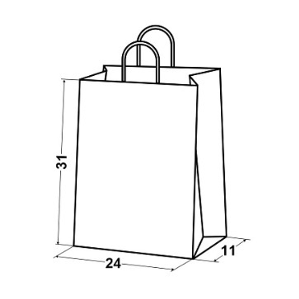 Крафт пакеты с кручёными ручками 31х24х11см 80гр/м белые (1/250шт)