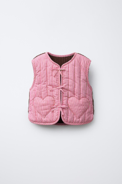 ZARA ЖИЛЕТ В ПОЛОСКУ, РОЗОВЫЙ