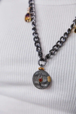 HMG 1322 Колье Bl Cryst Long с круглым подвесом арт.2350