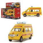 Модель ин. мет. "Ford Transit. Реанимация" 13см. звук-свет, дв., баг. коробка SB-13-02-A-WB (Технопарк)