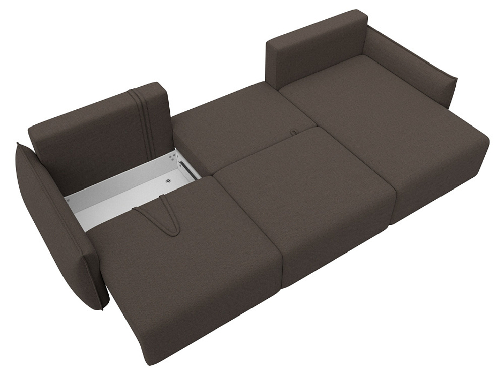 Диван угловой Лига-051 НПБ Лонг угол универсальный РОГОЖКА Амур 05 коричневый