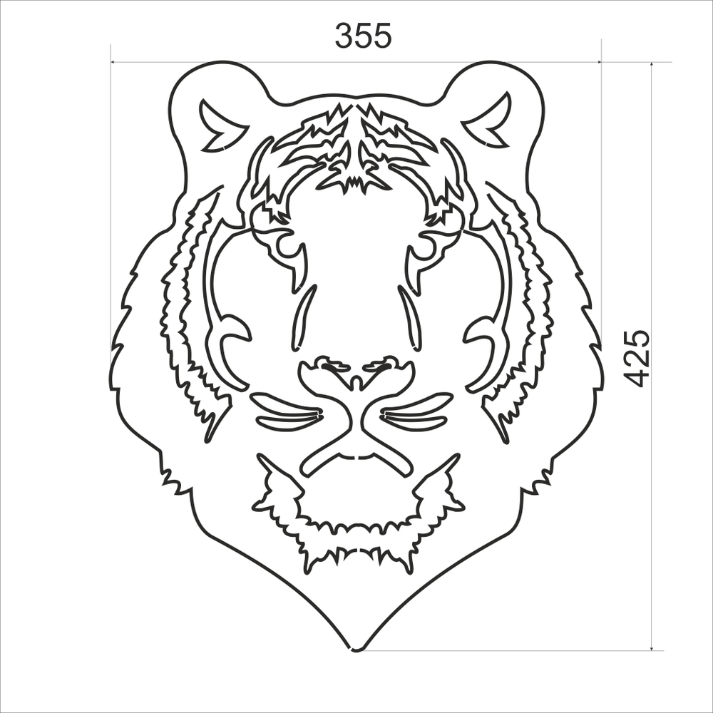 Тигр из пенопласта рисунок тигра с размерами