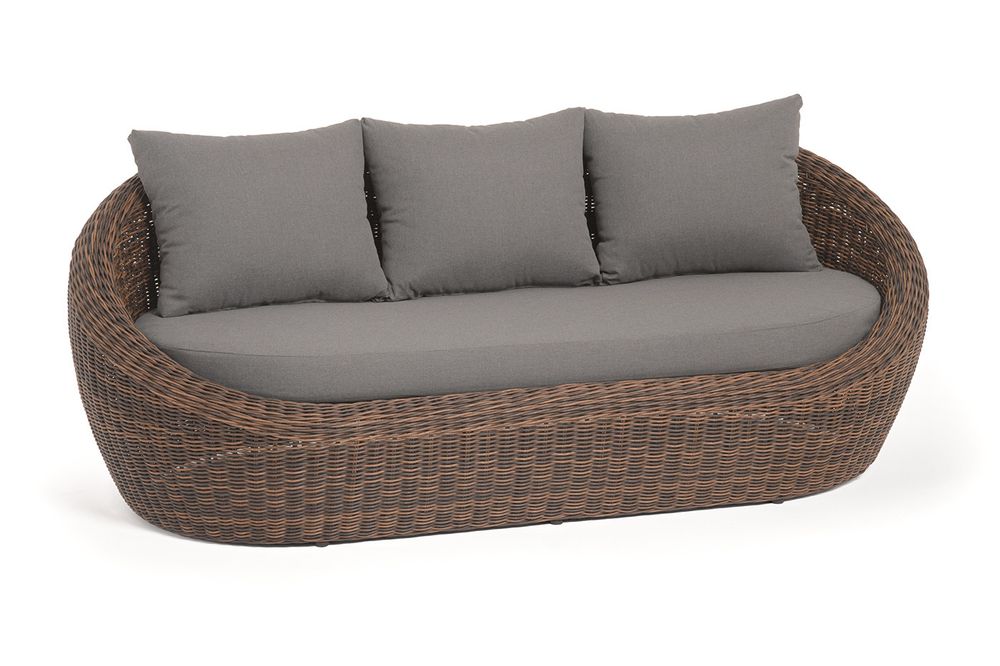 "Барселона" диван из искусственного ротанга трехместный, цвет коричневый