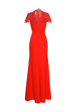 Вечернее платье в пол с кружевной спинкой 47-16SS