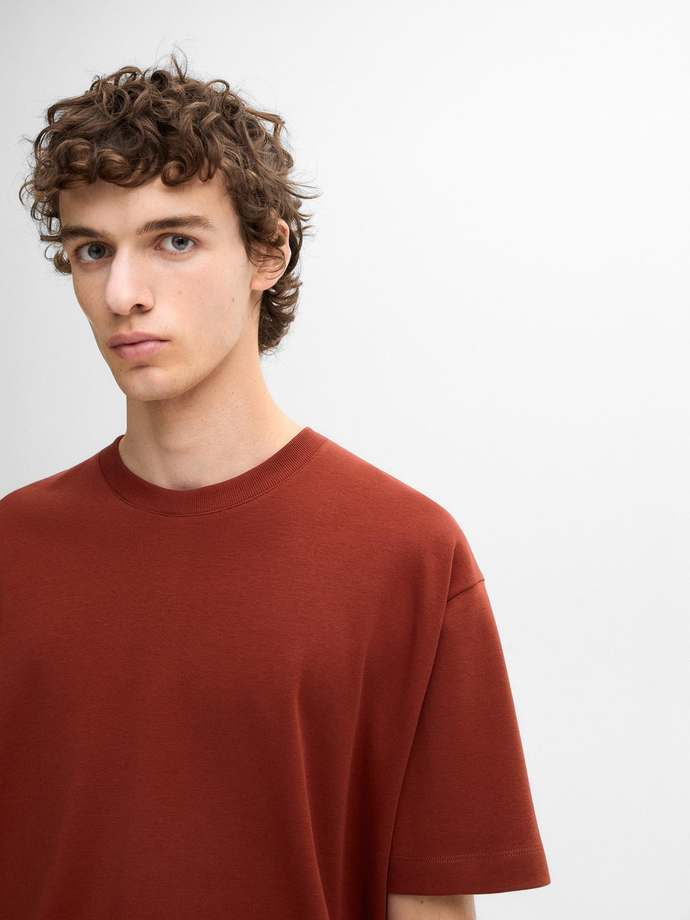 Massimo Dutti ФУТБОЛКА С КРУГЛЫМ ВЫРЕЗОМ, ОРАНЖЕВЫЙ