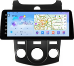 Магнитола для KIA Cerato 2 2008-2013 (кондиционер, рамка черная) - FarCar монитор 12.3" 2K QLED на Android 14, TS10, CarPlay, 4G SIM-слот